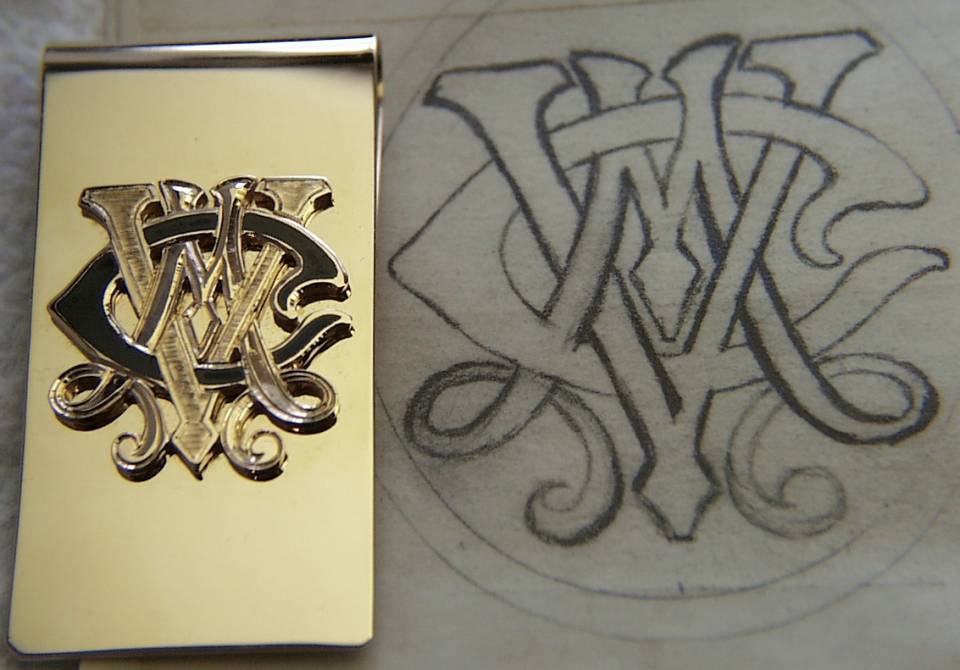 Money Clip, Hand Engraved Glass Enameled Letters - Image 2